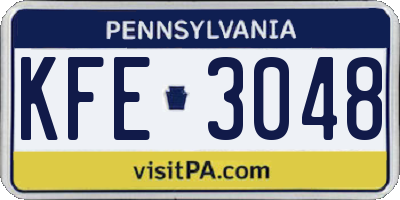 PA license plate KFE3048