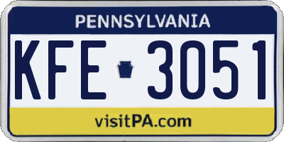 PA license plate KFE3051