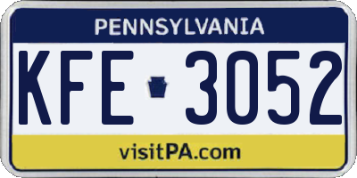 PA license plate KFE3052