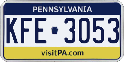 PA license plate KFE3053
