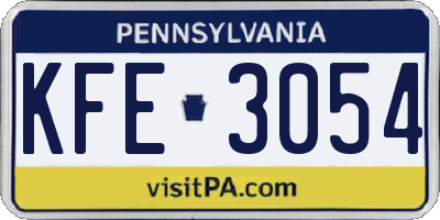 PA license plate KFE3054