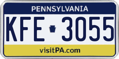 PA license plate KFE3055