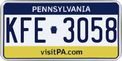 PA license plate KFE3058
