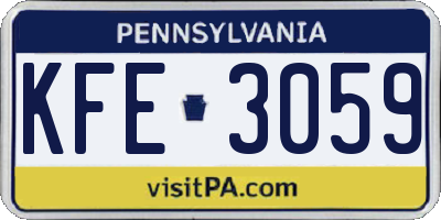 PA license plate KFE3059