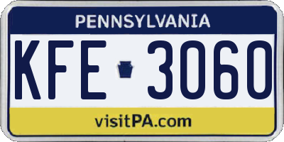 PA license plate KFE3060
