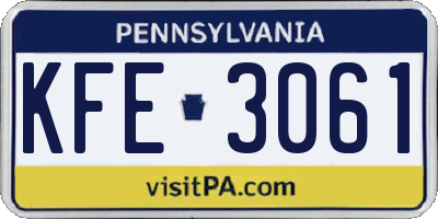 PA license plate KFE3061
