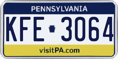 PA license plate KFE3064