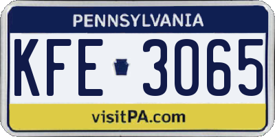 PA license plate KFE3065