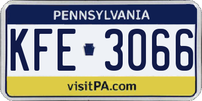 PA license plate KFE3066