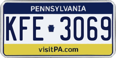 PA license plate KFE3069