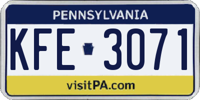 PA license plate KFE3071