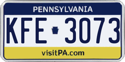 PA license plate KFE3073