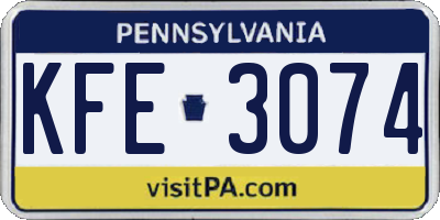 PA license plate KFE3074