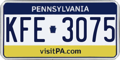 PA license plate KFE3075