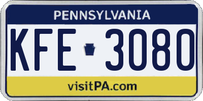 PA license plate KFE3080