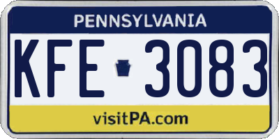 PA license plate KFE3083
