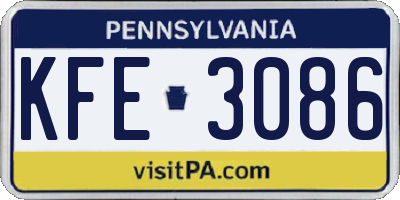 PA license plate KFE3086