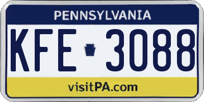 PA license plate KFE3088