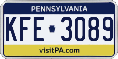 PA license plate KFE3089