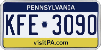 PA license plate KFE3090