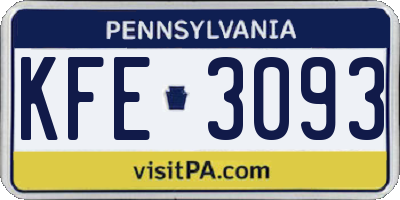 PA license plate KFE3093