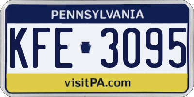 PA license plate KFE3095