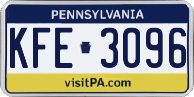 PA license plate KFE3096