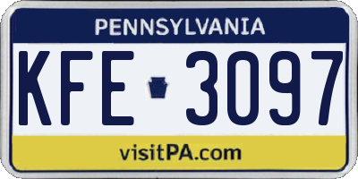 PA license plate KFE3097