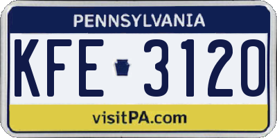 PA license plate KFE3120