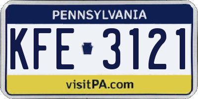 PA license plate KFE3121