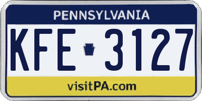 PA license plate KFE3127