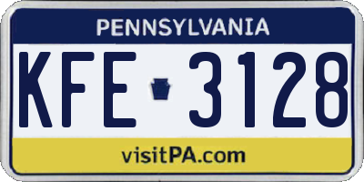 PA license plate KFE3128