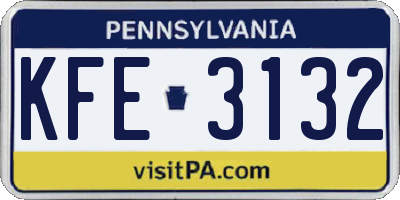 PA license plate KFE3132
