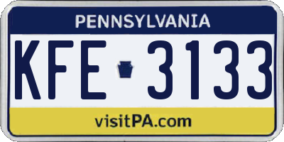 PA license plate KFE3133
