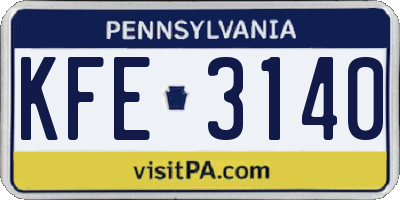 PA license plate KFE3140