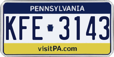 PA license plate KFE3143