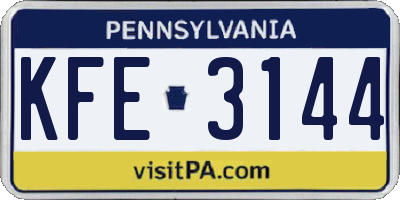 PA license plate KFE3144