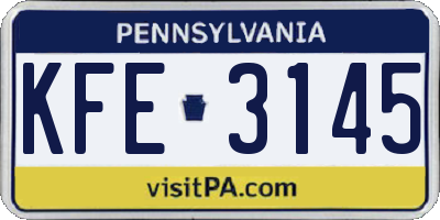 PA license plate KFE3145