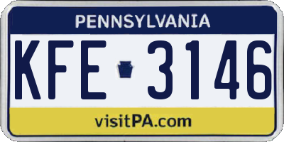 PA license plate KFE3146