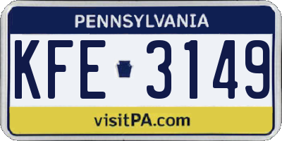 PA license plate KFE3149