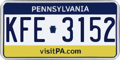 PA license plate KFE3152