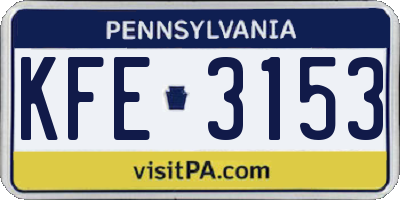 PA license plate KFE3153