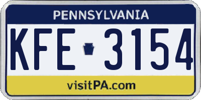 PA license plate KFE3154