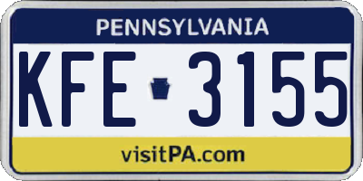PA license plate KFE3155