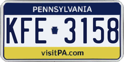 PA license plate KFE3158