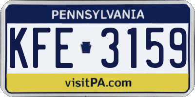 PA license plate KFE3159
