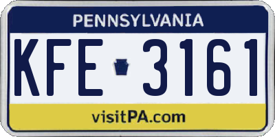 PA license plate KFE3161