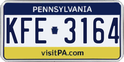 PA license plate KFE3164