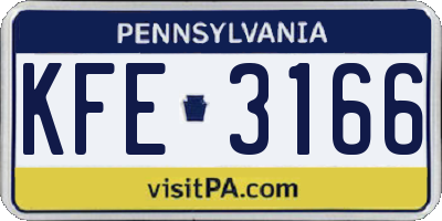 PA license plate KFE3166