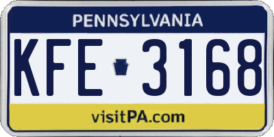 PA license plate KFE3168